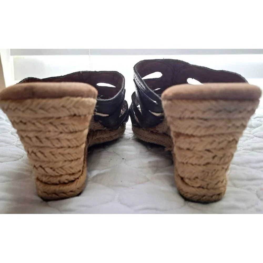G.H.Bass & Company Women's 8.5 Brown Slides Jute Wedge 